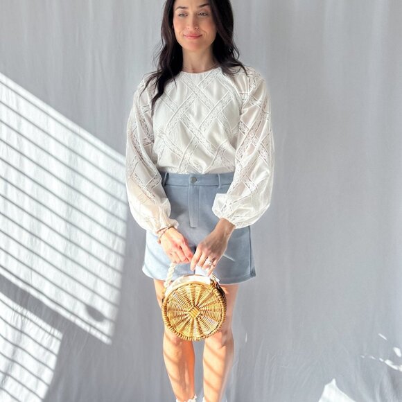 Le Paris Stretch Micro Suede Shorts | Sadie & Sage | Blue - Picture 8 of 12